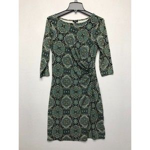 Talbots Women 3/4 Sleeve Boho Paisley Wrapped Dress Size Medium Petite M128 -24